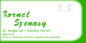 kornel szenasy business card