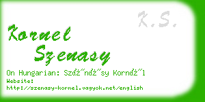 kornel szenasy business card